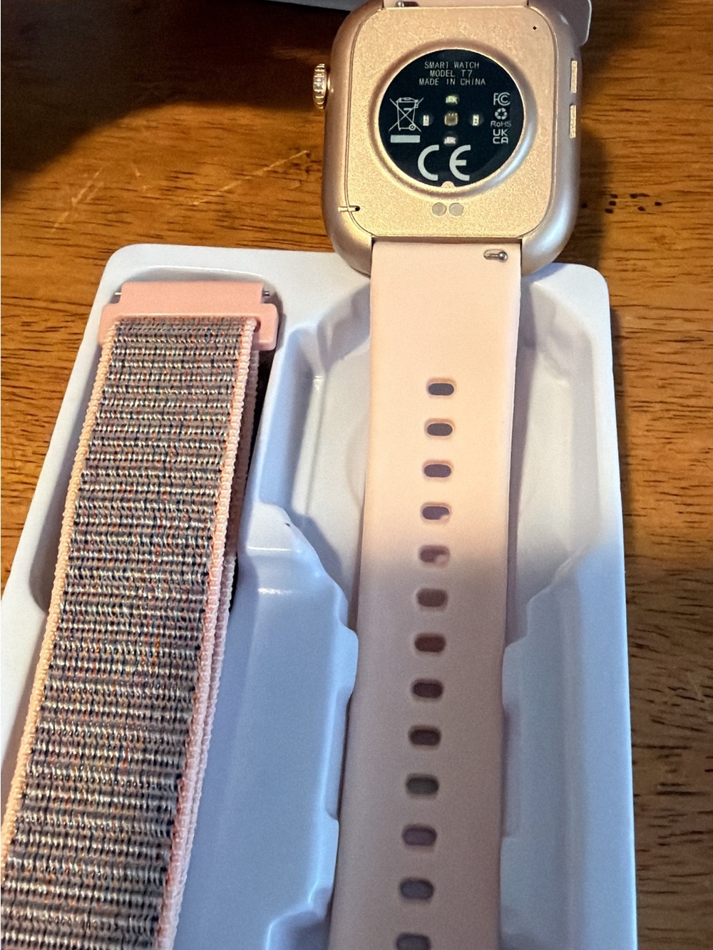 Rose Pink Smartwatch with Dual Interchangeable Bands